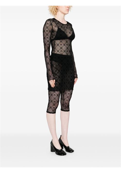 flock mini crew neck dress woman black MARINE SERRE | WDR267ACJER0005BK99